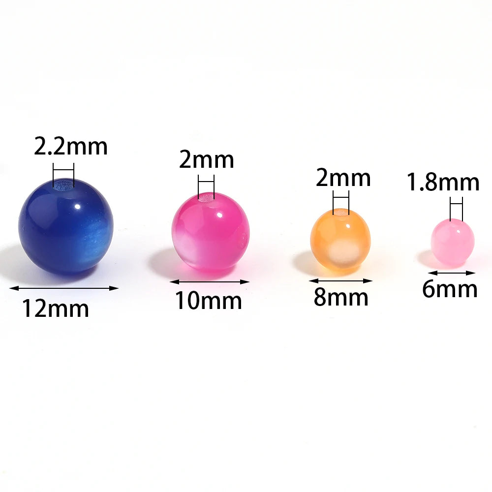 Resin Cat Eye Round Beads 6–12mm | DIY Jewelry 50–100pcs Resin Craft Beads PLUSH