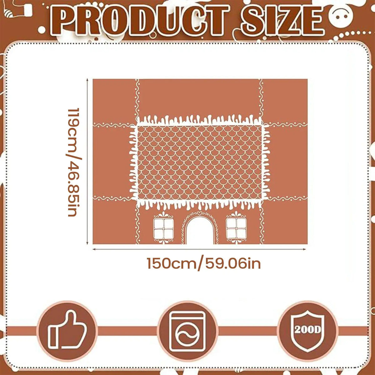 Christmas Gingerbread House Tablecloth | Festive Holiday Table Cover Holiday Tablecloth PLUSH