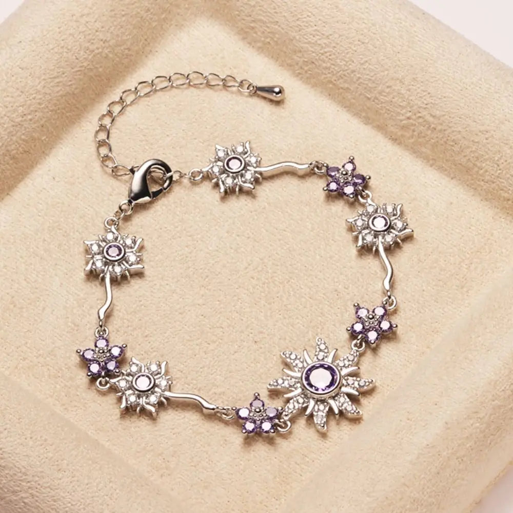Sunflower Crystal Cubic Zirconia Bracelet – Gold & Silver Bangle Crystal Bangle Bracelet PLUSH