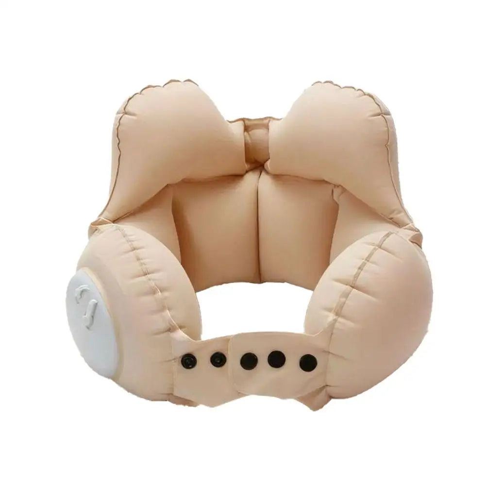 Inflatable U-Shaped Travel Neck Pillow – Compact & Portable Inflatable Travel Pillow PLUSH Khaki