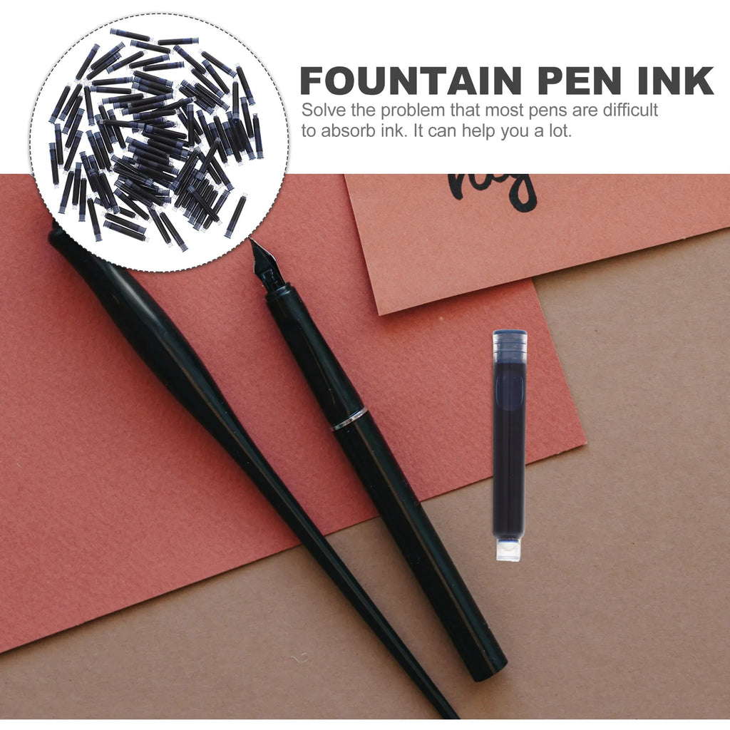 100pcs Erasable Fountain Pen Ink Refills – Fade Resistant Blue-Black Pen Ink Refills PLUSH
