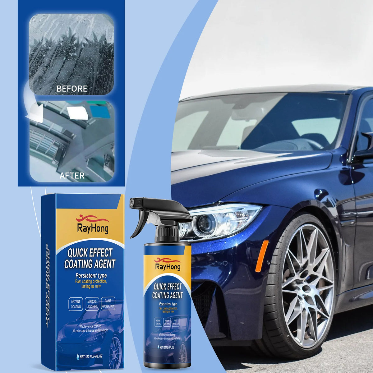 RayHong Nano Ceramic Coating Spray – Hydrophobic Car Polish Ceramic Coating Spray PLUSH