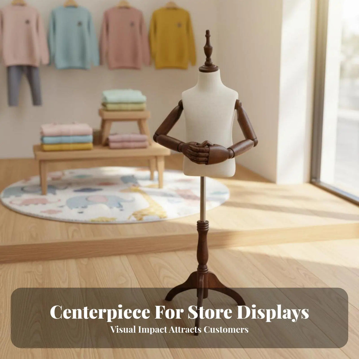 Half Body Kids Mannequin – Cotton Linen Cover & Wood Base Children's Mannequin PLUSH