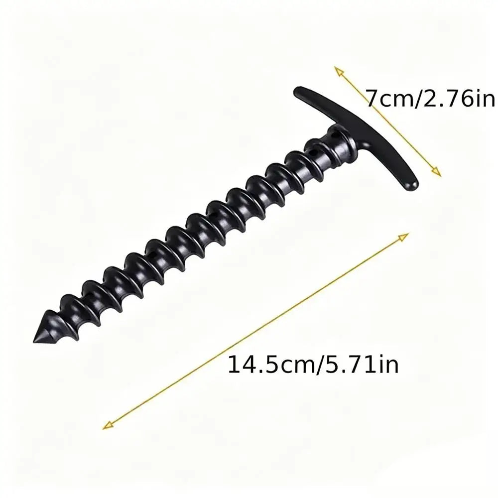 10-Pack Screw-In Tent Stakes – Windproof Camping Ground Pegs Tent Stakes PLUSH Black 10Pcs