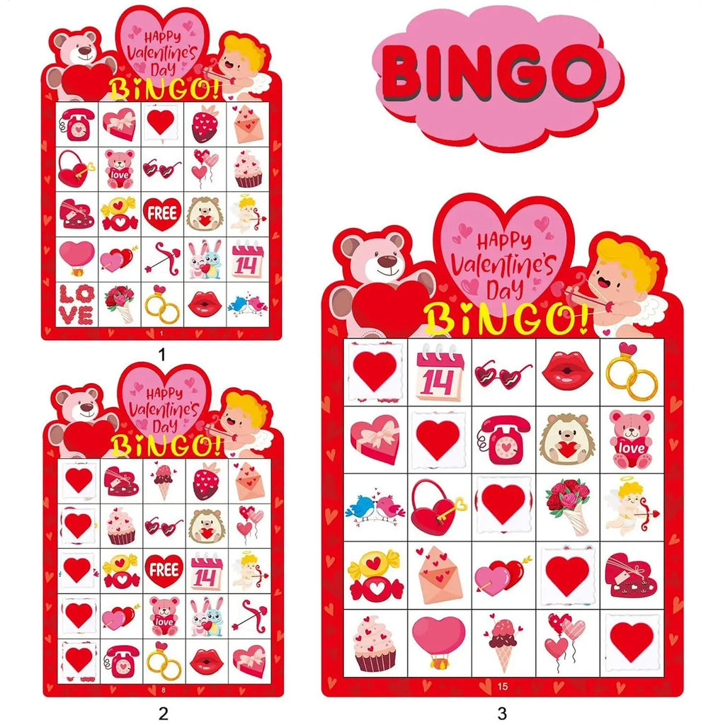 Valentine's Day Bingo Game 38pcs – Fun Set for 24 Players Holiday Card Game PLUSH