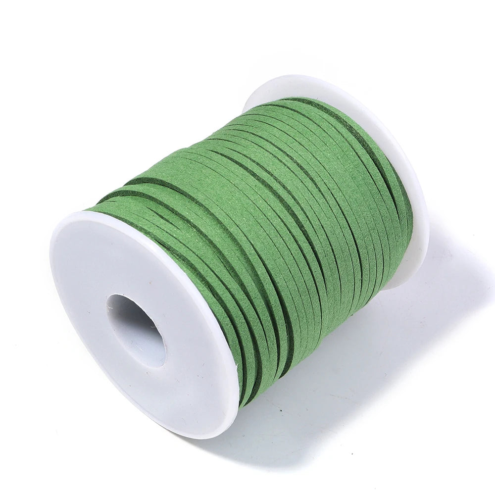50 Yards Flat Faux Suede Cord 2.6mm – Colorful Velvet Leather Rope Jewelry Cord PLUSH deep green 2.6mm