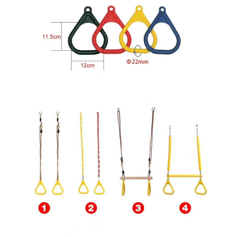 Kids Outdoor Gym Rings – Playground Pull-Up Swing Rings Kids Gym Rings PLUSH