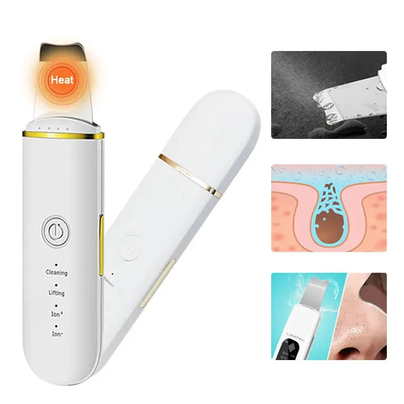 Ultrasonic Skin Scrubber Spatula – 4-Mode Facial Lifting Tool Facial Skin Scrubber PLUSH