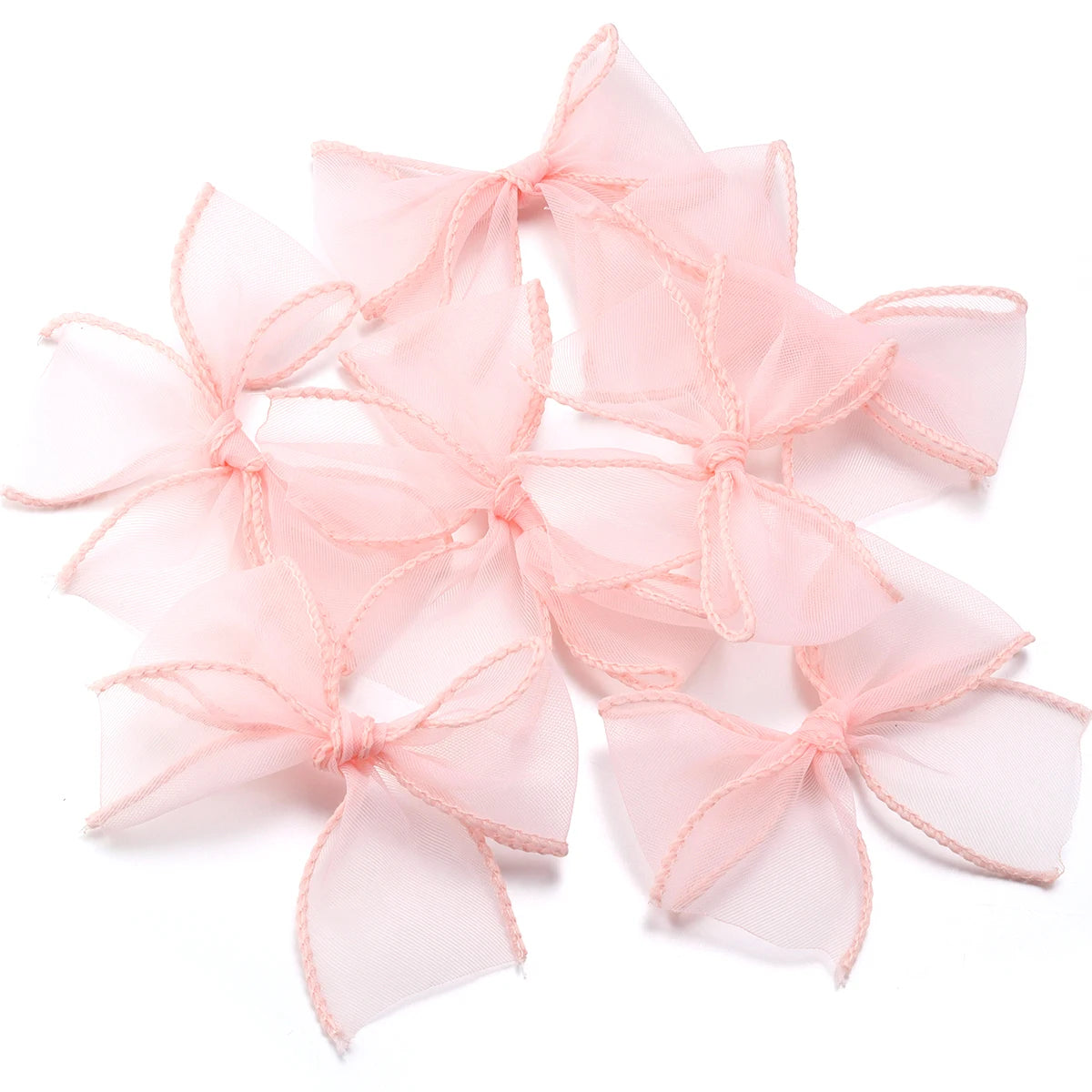 10pcs Satin Organza Ribbon Bows 8x8cm – DIY Craft Decor Ribbon Craft Bows PLUSH Pink