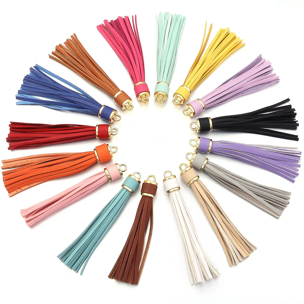 4pcs 10cm PU Leather Colorful Tassel Pendants – DIY Jewelry Tassel Jewelry Charm PLUSH