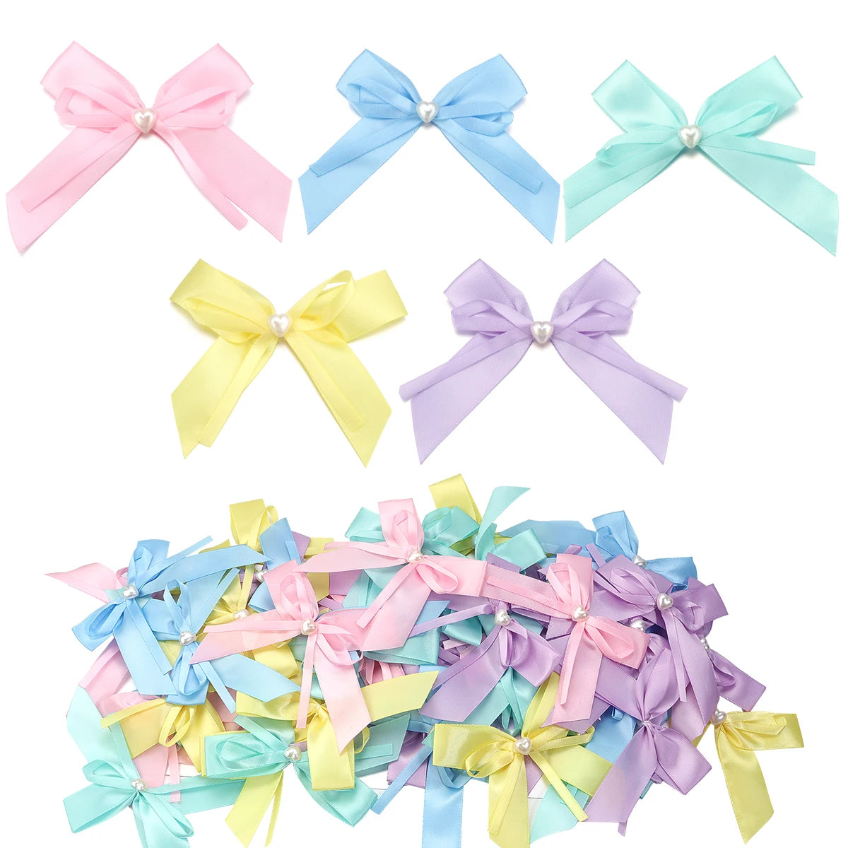 10pcs Double Layer Polyester Pearl Bows – DIY Jewelry & Craft DIY Bow Embellishments PLUSH