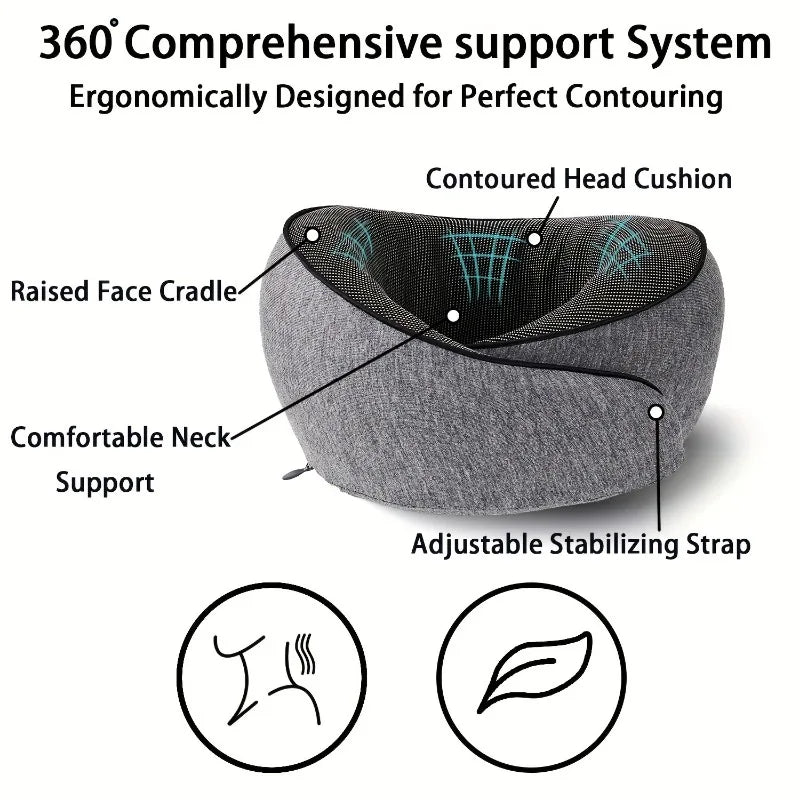 Memory Foam Travel Neck Pillow Set with Eye Mask & Earplugs Travel Neck Pillow PLUSH