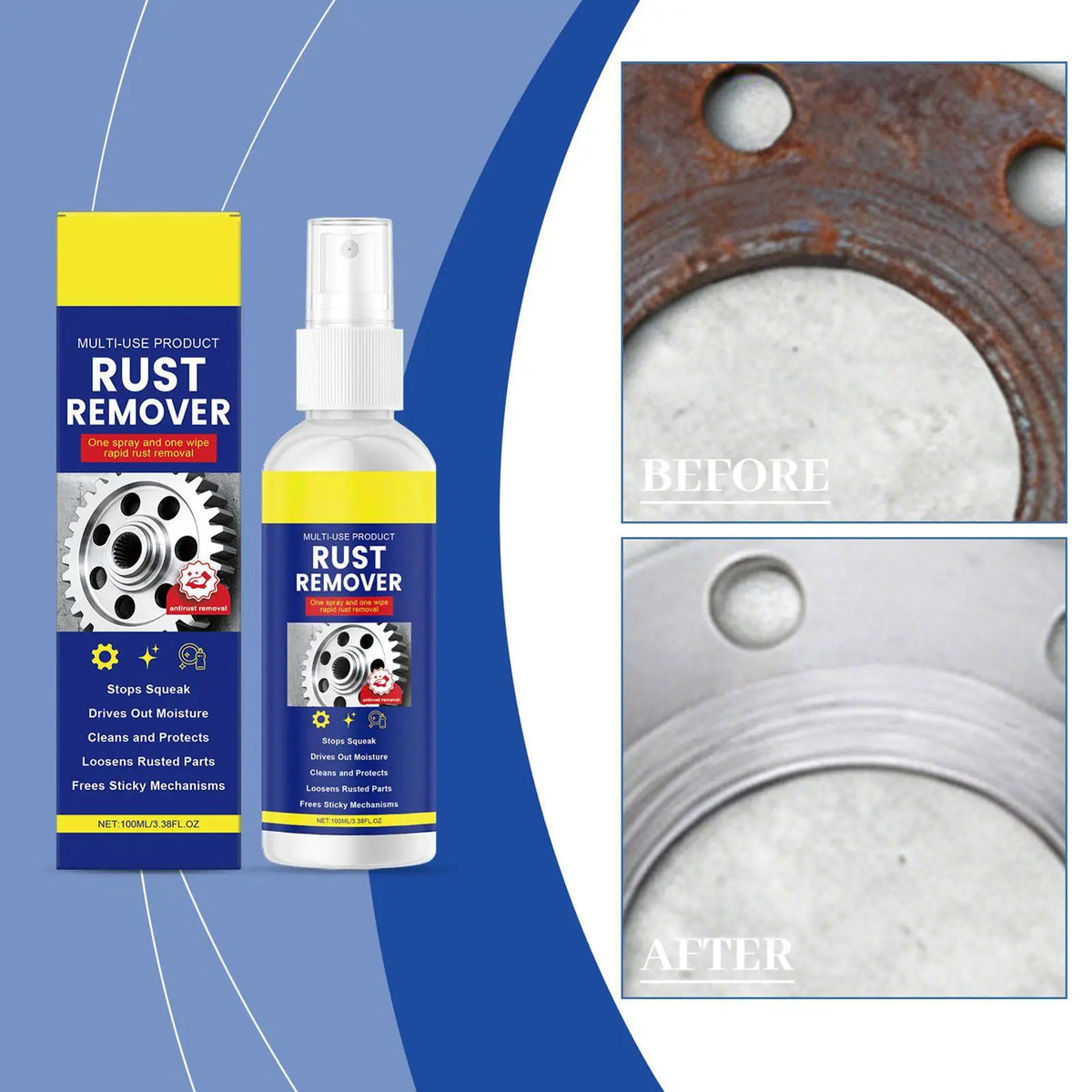 100ml Rust Remover Spray for Car Wheels & Metal Surfaces Rust Remover Spray PLUSH