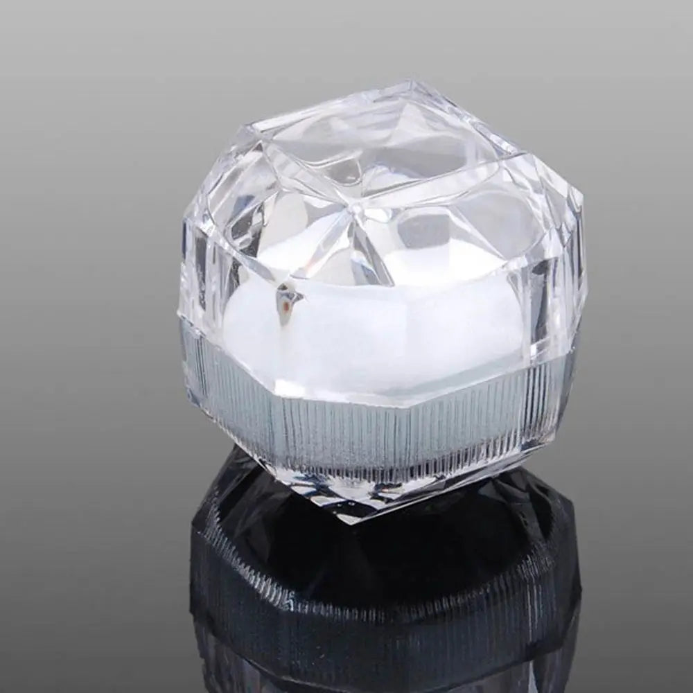 Clear Acrylic Ring Box – Crystal Jewelry Display & Storage Case Jewelry Display Case PLUSH White