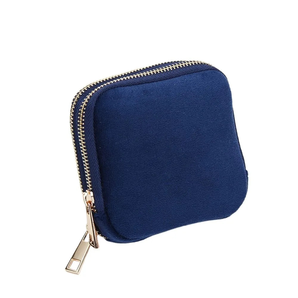 Blue Velvet Double-Layer Jewelry Storage Bag | Large Capacity Jewelry Storage Bag PLUSH Blue