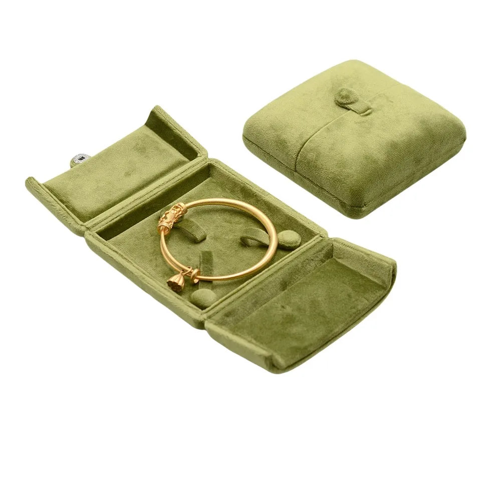 Velvet Jewelry Box – Ring, Necklace & Bracelet Organizer Jewelry Storage Box PLUSH Green Bracelet Box