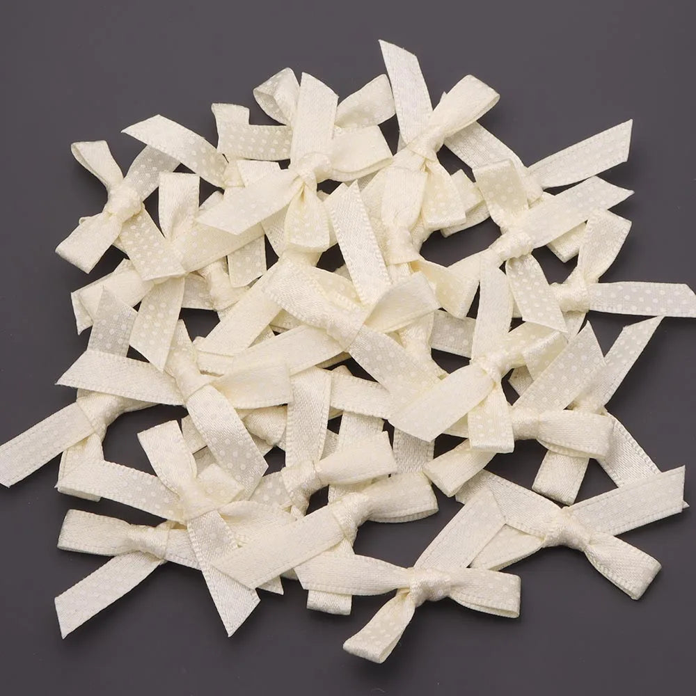 30pcs Polka Dot Ribbon Bows – DIY Hair & Sewing Craft Ribbon Bow Craft Supplies PLUSH beige