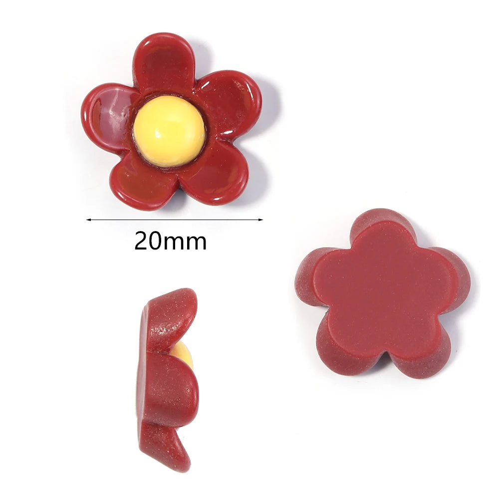 20pcs 3D Resin Flower Flatback Cabochons 20mm – DIY Jewelry Resin Flatback Cabochons PLUSH