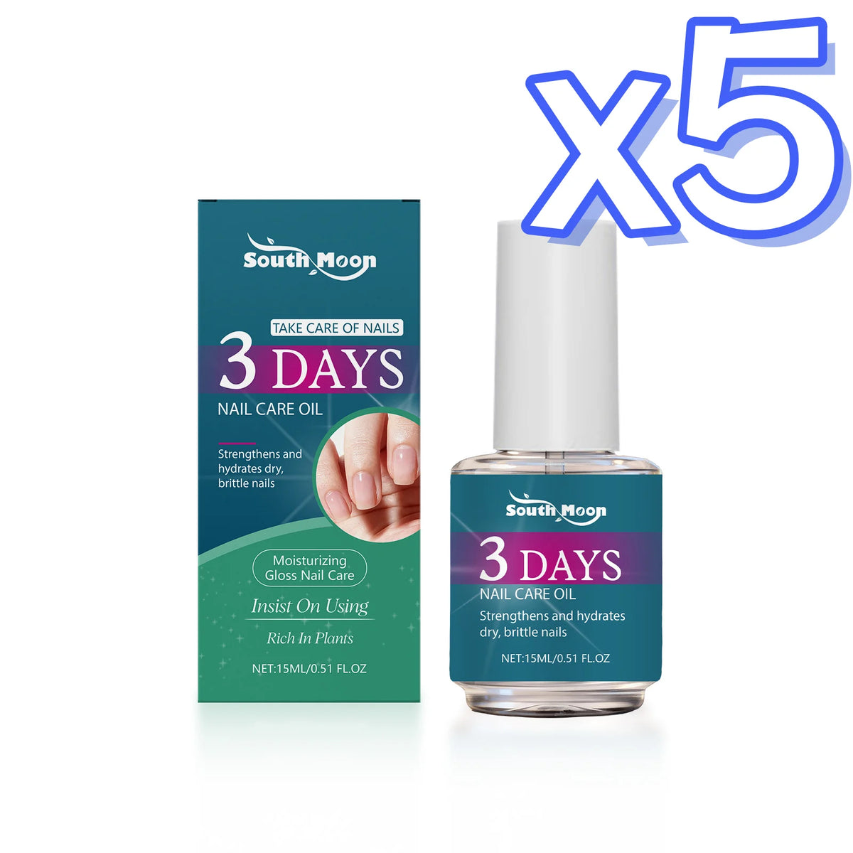 South Moon Plant-Based Nail Care Oil | Strengthener & Cuticle Oil Nail Care Oil PLUSH 15ml boxed x 5