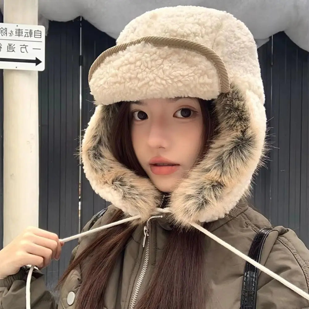 Windproof Winter Pilot Earflap Hat – Fleece Lined Beanie Cap Winter Earflap Hat PLUSH