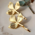 Pearl Metal Leaf Hair Clips – Golden Olive Branch Barrettes Hair Clips & Barrettes PLUSH 3 leaves 1pcs
