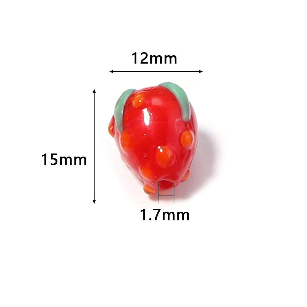 5pcs Strawberry Glass Lampwork Beads | Czech Crystal DIY Jewelry Glass Lampwork Beads PLUSH