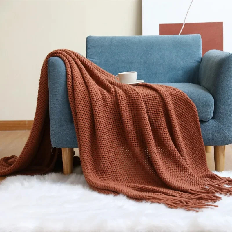 Scandinavian Knit Throw Blanket – 100% Acrylic Sofa Cover Knit Throw Blanket PLUSH