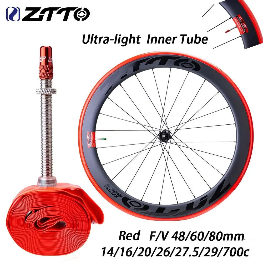 ZTTO TPU Bike Inner Tube French Valve 48/60/80mm Ultralight Bicycle Inner Tube PLUSH