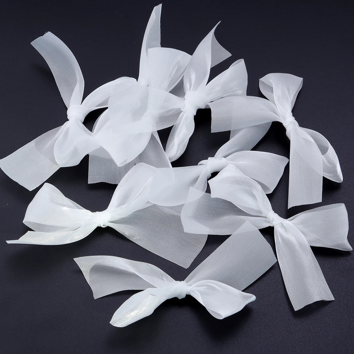 5pcs Satin Ribbon Bows 7x8cm – Multicolor Bowknot Craft Décor Craft Ribbon Bows PLUSH White 7cmx8cm
