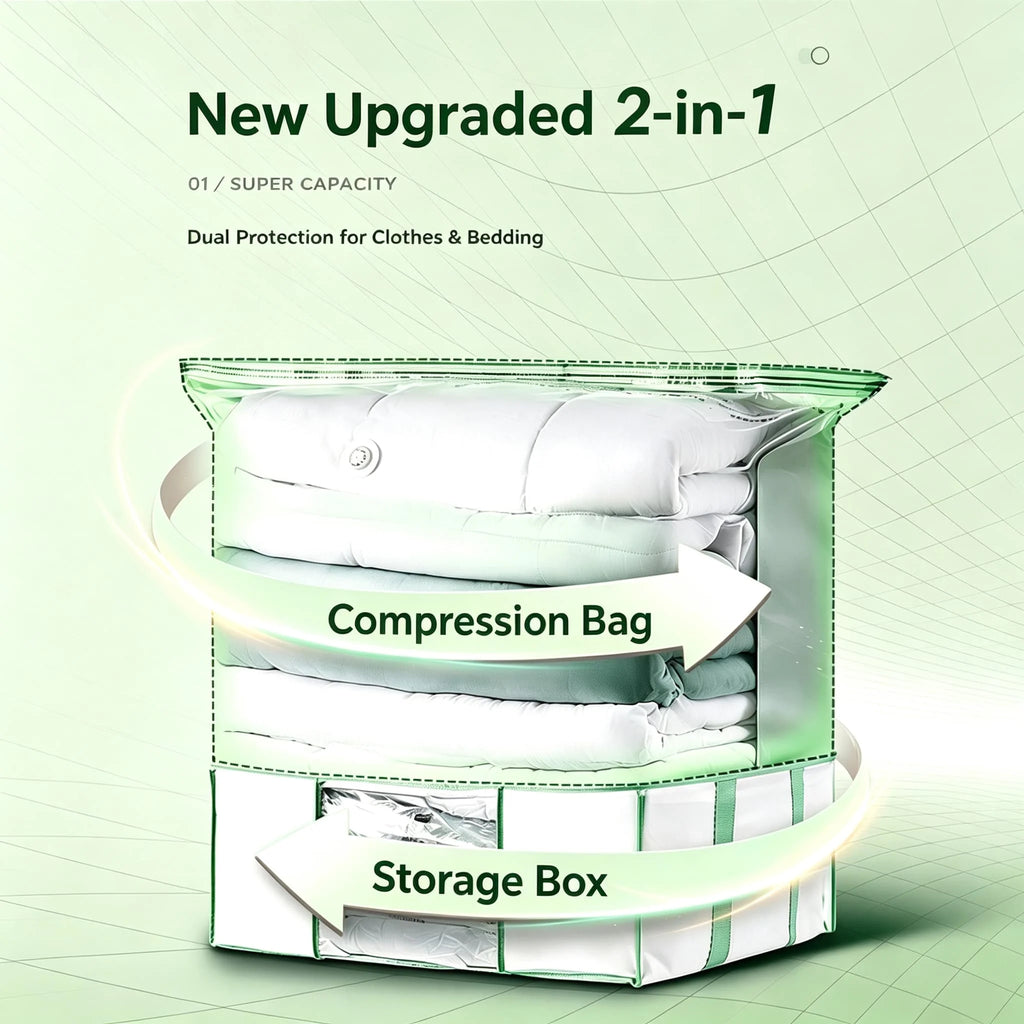 TAILI Vacuum Storage Bag & Box Combo – Bedding Organizer Vacuum Storage Organizer PLUSH