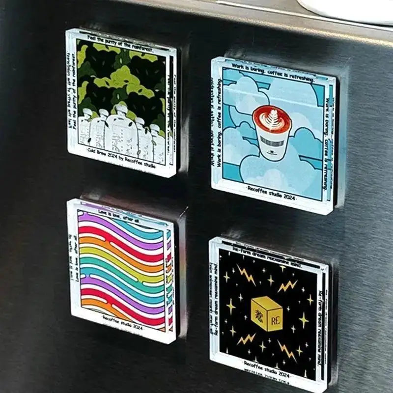 10pcs DIY Acrylic Refrigerator Magnet Set – Square & Round DIY Craft Magnet Set PLUSH