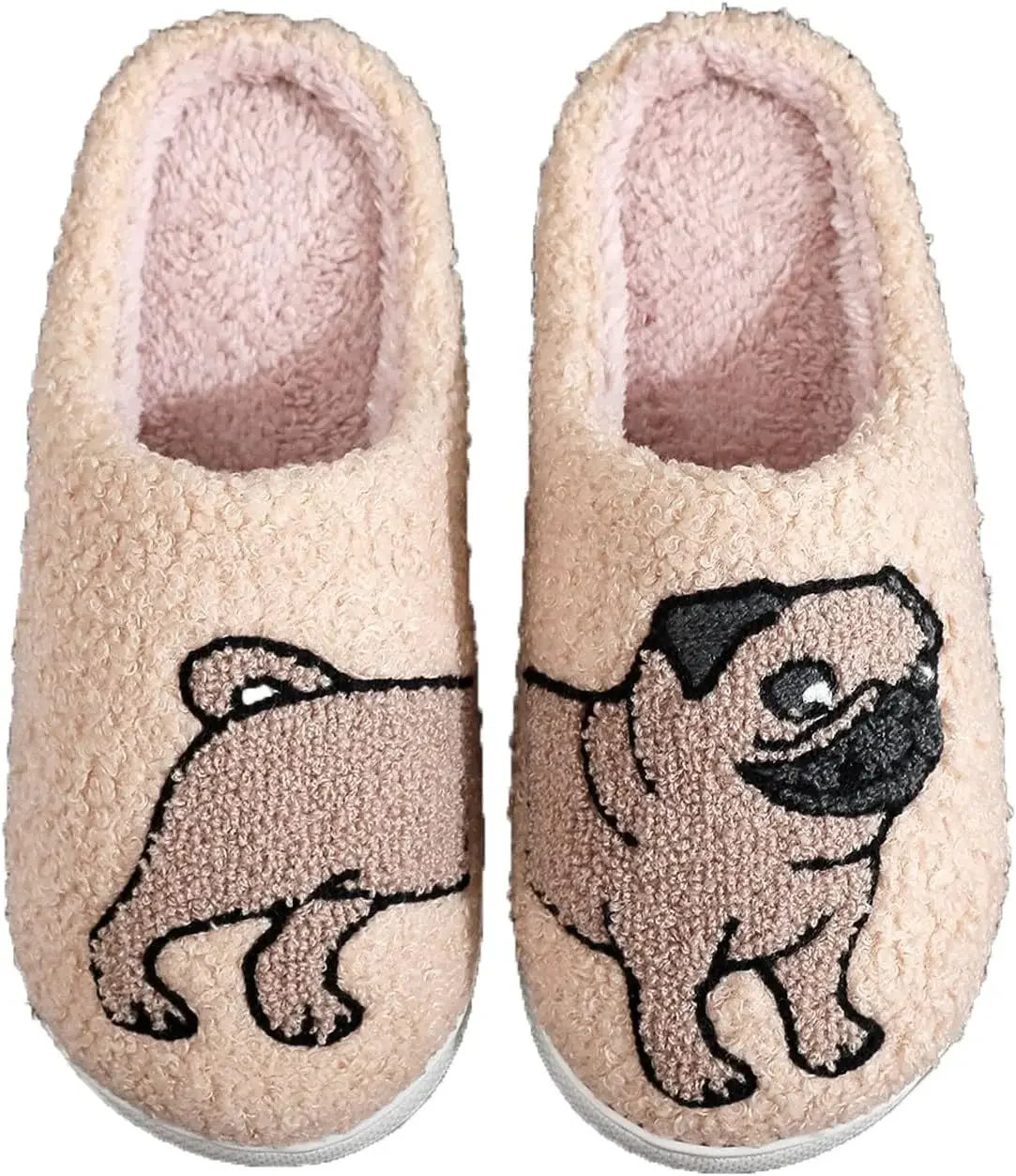 Cartoon Animal Plush Slippers – Cute Dog & Cat Design Plush Novelty Slippers PLUSH 38-39 Brown