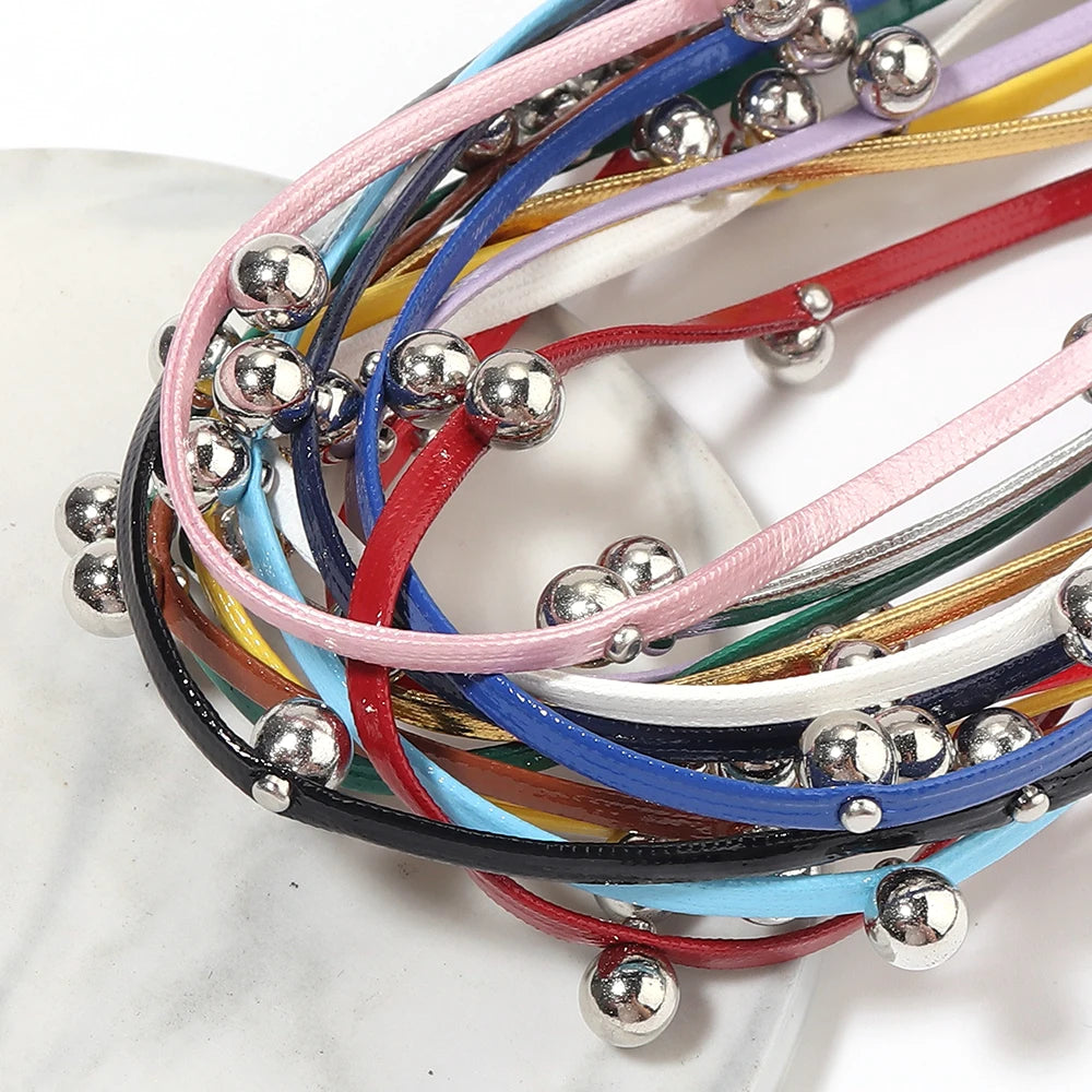 5 Yards Studded PU Leather Cord with Metal Ball Beads – DIY Leather Jewelry Cord PLUSH