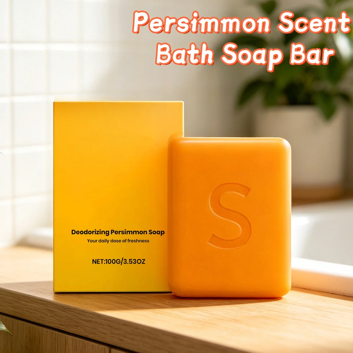 Persimmon Bath Soap Bar – Moisturizing & Rich Foam | 100g Bath Soap Bar PLUSH