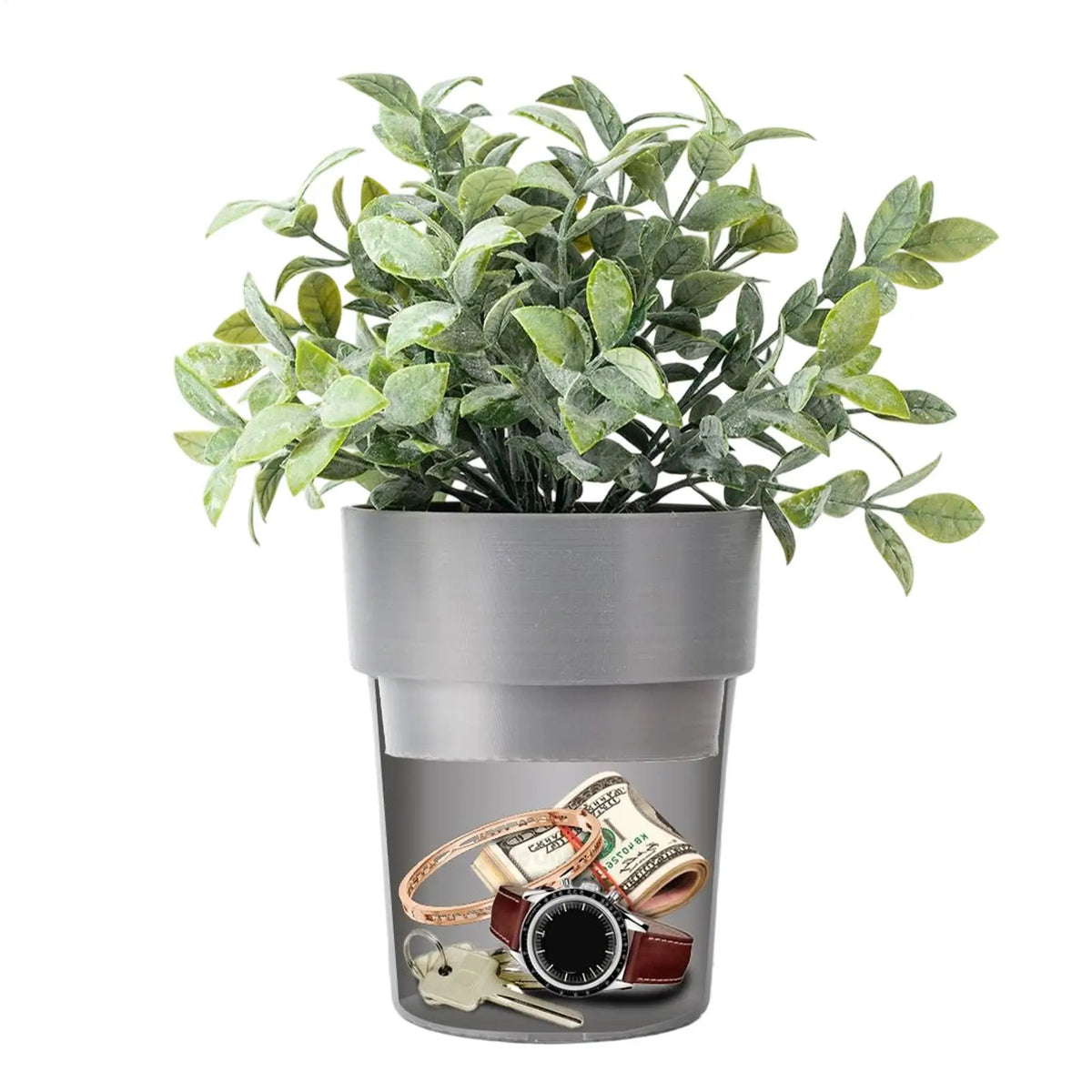 Flower Pot Diversion Safe – Hidden Lock Box for Keys & Money Diversion Safe Box PLUSH