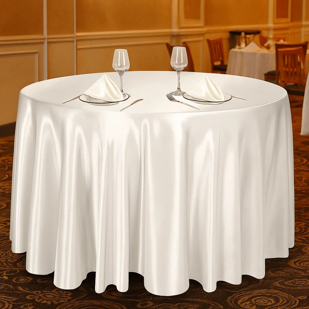 Round Satin Tablecloth – Imitation Silk Wedding Table Cover Satin Tablecloth PLUSH