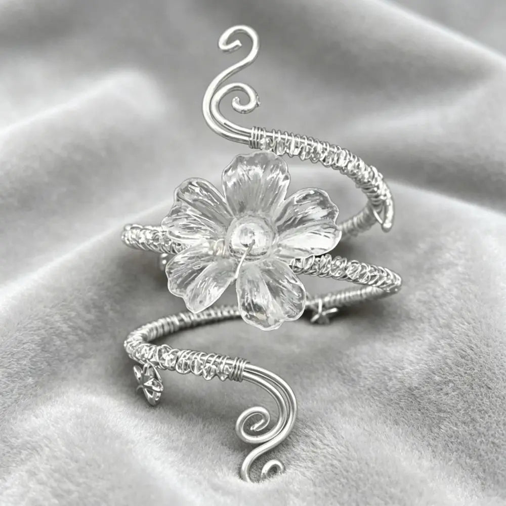 Hollow Iris Flower Arm Cuff Bangle – Adjustable Open Bracelet Arm Cuff Bangle PLUSH