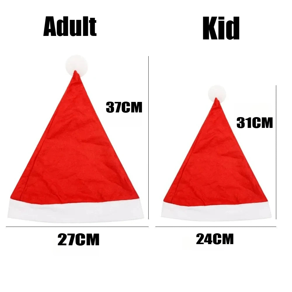Christmas Santa Party Hats for Kids & Adults – Non-Woven Holiday Party Hat PLUSH