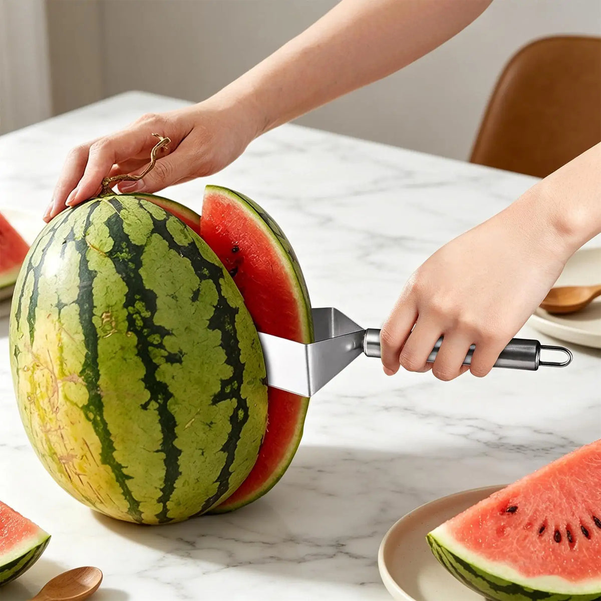 Stainless Steel Triangular Watermelon Slicer & Cutter Tool Fruit Slicer Tool PLUSH