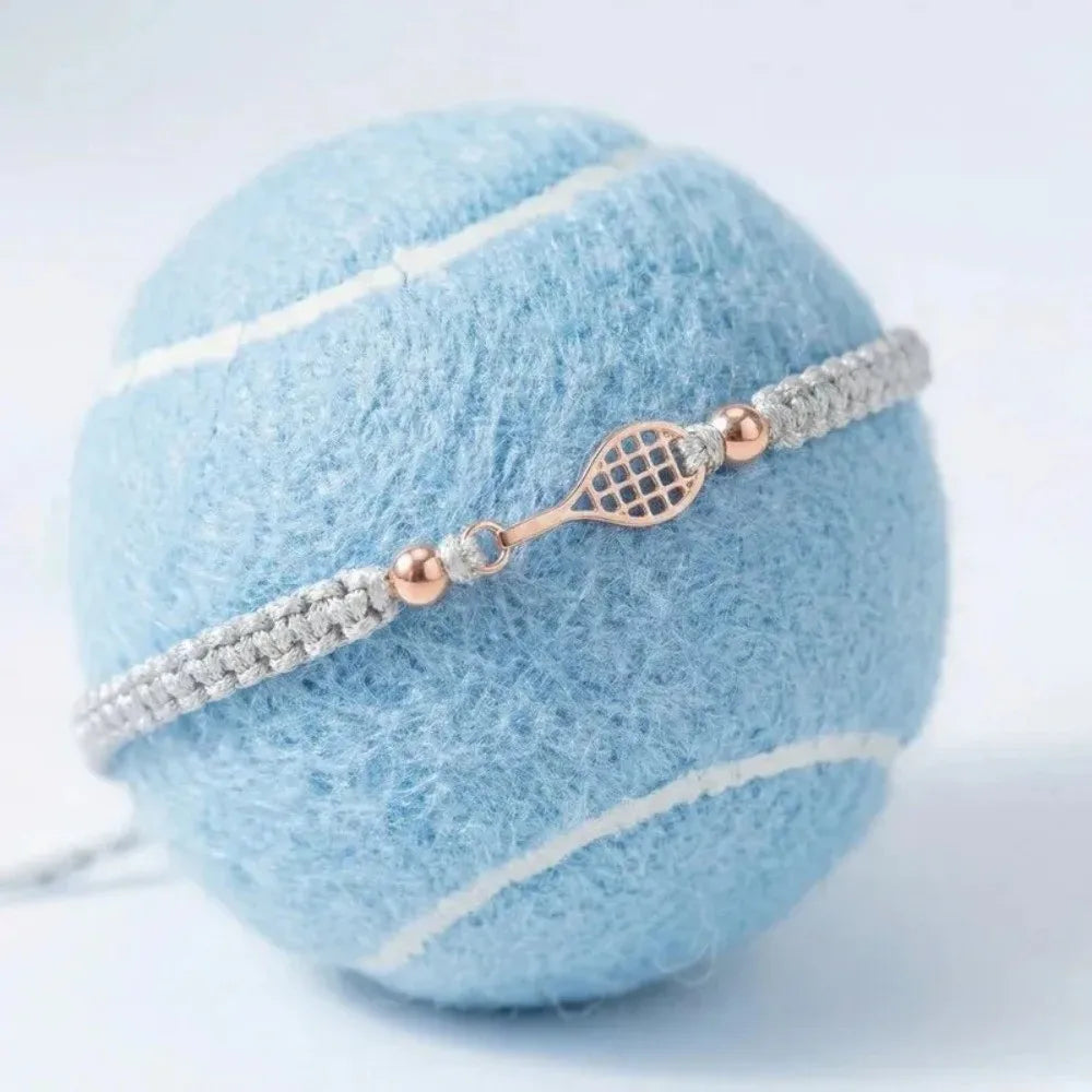 Adjustable Tennis Racket Charm Bracelet – Handwoven Copper Charm Bracelet PLUSH