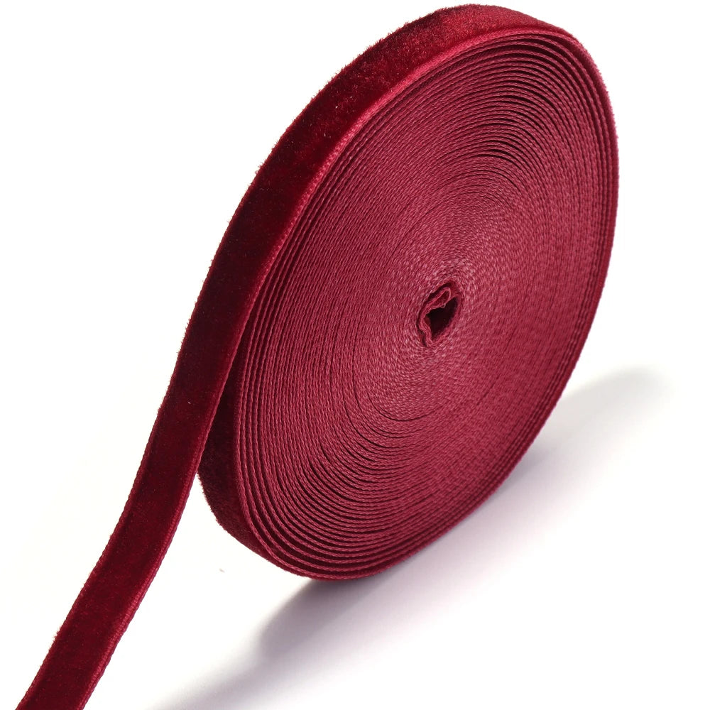 Single Face Velvet Ribbon 1.5" Black Wine Red – 5-10 Yds/Roll Velvet Craft Ribbon PLUSH WR10mm x 10yards 1roll