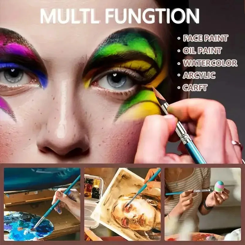 12-Piece Nylon Paint Brush Set – Flat & Round Art Brushes Paint Brush Set PLUSH