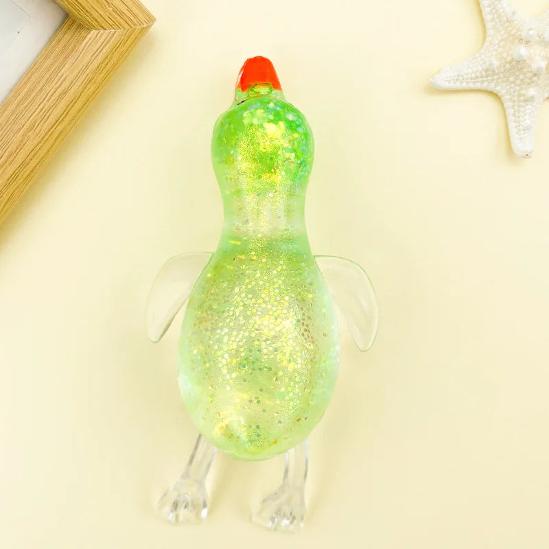 Glitter Duck Squishy Toy – Fun Fidget Goose for Kids & Adults Squishy Fidget Toy PLUSH Green