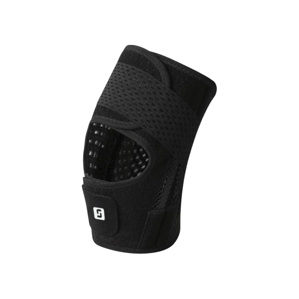 Adjustable Patella Knee Strap Brace – Breathable Sport Support Knee Support Brace PLUSH Black L
