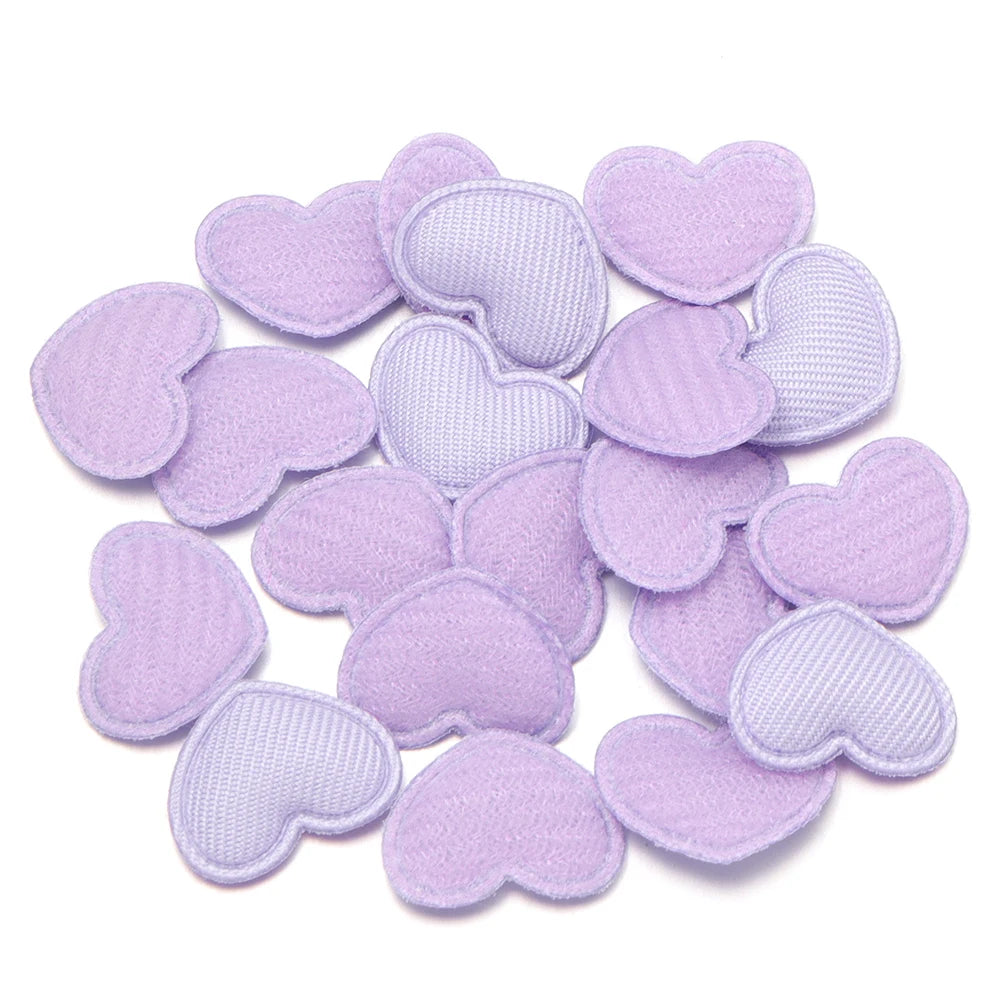 100pcs Heart Fabric Applique Patches 15x17mm – DIY Craft Fabric Applique Patches PLUSH light purple