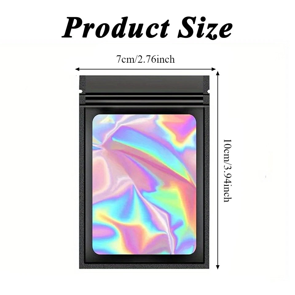 50/100pcs Holographic Mylar Zip Lock Bags – Jewelry & Gift Pouches Mylar Storage Bags PLUSH