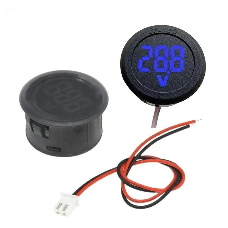 Round Digital DC Voltmeter 4-100V LED – Car Motorcycle Monitor Digital Voltmeter PLUSH Blue