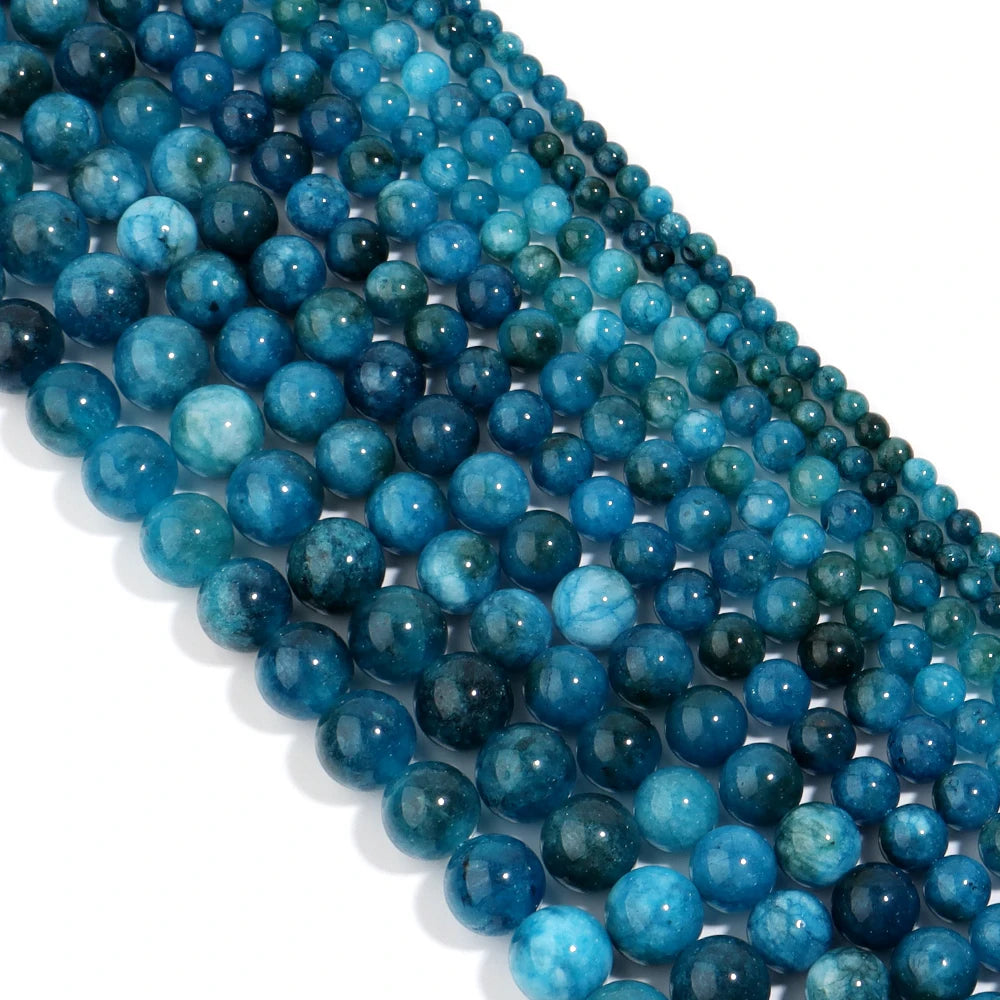 Natural Dark Apatite Round Stone Beads 4–12mm | DIY Jewelry Natural Stone Beads PLUSH