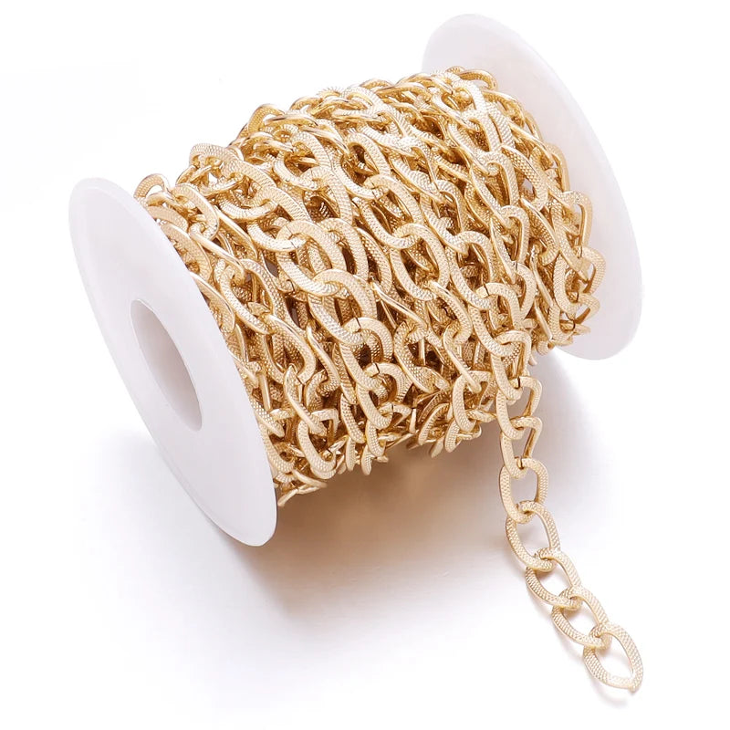5 Yards 12x8mm O-Shape Aluminum Twist Chain for Jewelry & Bags Jewelry Making Chain PLUSH light gold