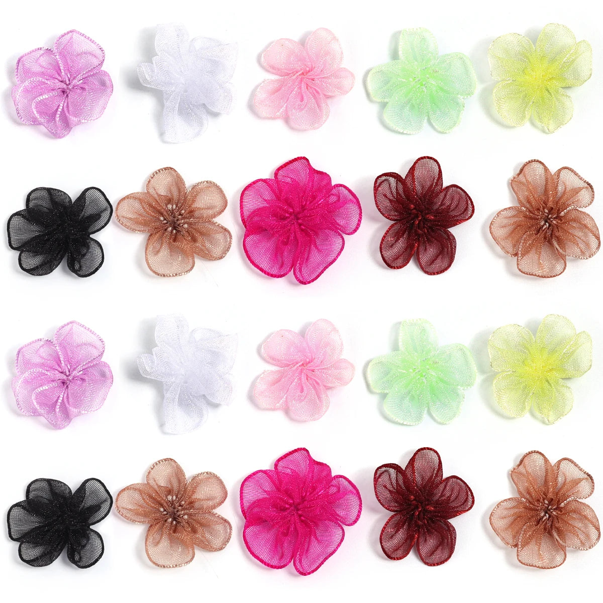 20pcs 3cm Organza Fabric Flower Appliques – DIY Hair & Craft Fabric Flower Appliques PLUSH